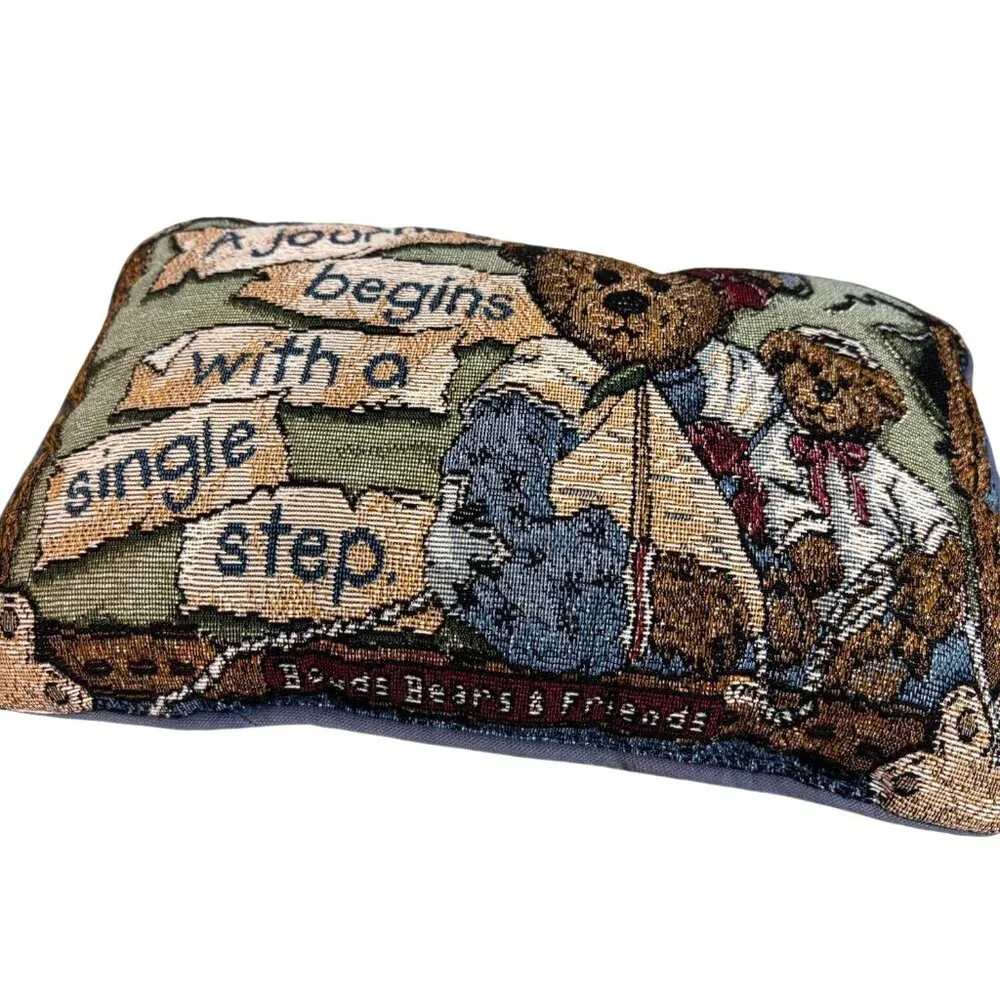 Boyds Bears & Friends Needlepoint 3 PC Pillow Set‎ Teddy Bear Decor Cottagecore